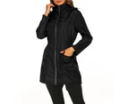 Strapsco Rain Jackets Womens Lightweight Hooded Waterproof Outdoor Hiking Clothes-Black-HYY0726