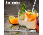 5pcs 2 in 1 Stainless Steel Drinking Spoon Straws Reusable Washable Metal Cocktail Spoons Tea Filter Stir Spoon Straws(L)