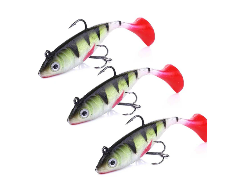 3x Poddy Redfin Soft Plastic Vibe Lures Jig Head Mullet Flathead Barra Bass  Tackle
