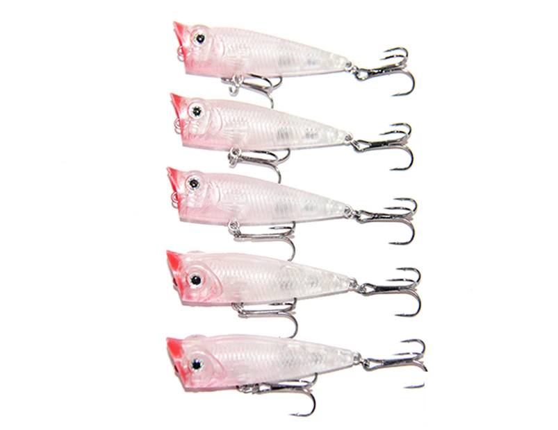 5x 50mm Clear Popper Poppers Topwater Fishing Lures Surface Bream
