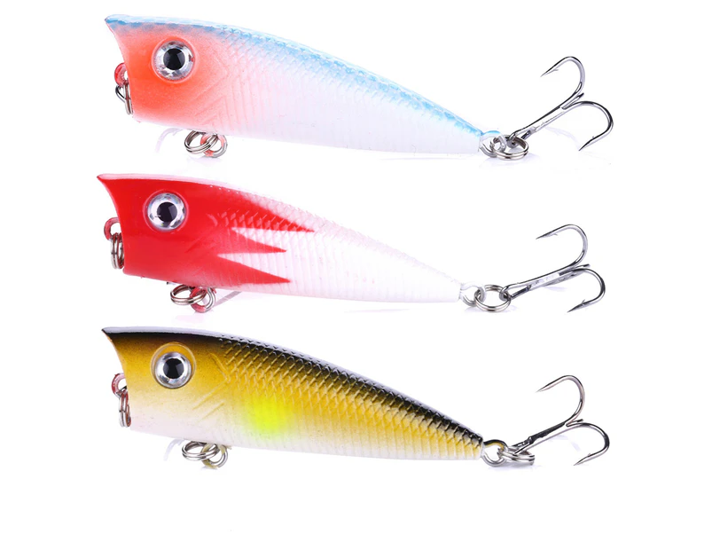 3x 60mm Poppers Topwater Fishing Lures Surface GT 6G Micro Stickbait Pencil  Bait