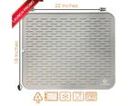 (XXL, Gray) - Dish Drying Mat & Scrubber 50cm x 46cm | Extra Large Silicone Kitchen Dish Drainer Mat & Trivet | Dishwasher Safe Draining Pad for Counter (G