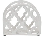 (White) - Home Basics Lattice Collection Cast Iron Napkin Holder (White)