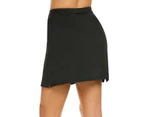 Strapsco Women's Active Pure Color Wild Lightweight Skirt For Tennis Golf Sports-Black-DL0182