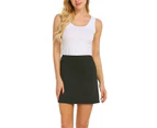Strapsco Women's Active Pure Color Wild Lightweight Skirt For Tennis Golf Sports-Black-DL0182
