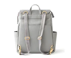 (Stone) - Freshly Picked - Convertible Classic Nappy Bag Backpack - Large Internal Storage 10 Pockets Wipeable Vegan Leather - Stone Grey