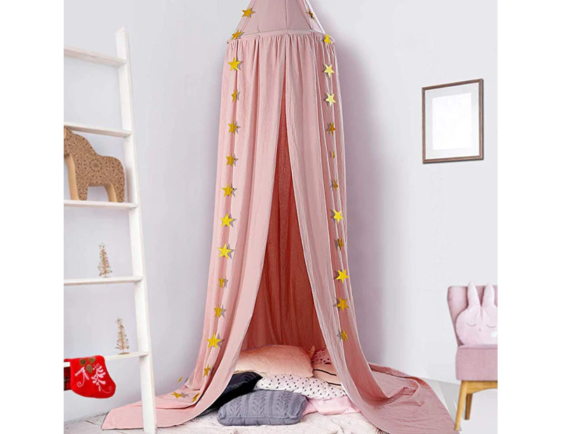 Pink) - Ceekii Canopy for Girls Bed, Round Dome Hook Cotton