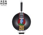 Ken Hom Large Wok Professional Carbon Steel Kitchen Tool Flat Base 31cm Black