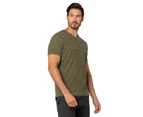 Kyodan Mens V-Neck Short Sleeve Breathable Soft Moss Jersey T-Shirt Green - Olive Heather