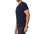 Kyodan Mens V-Neck Short Sleeve Breathable Soft Moss Jersey T-Shirt Blue - Navy Heather