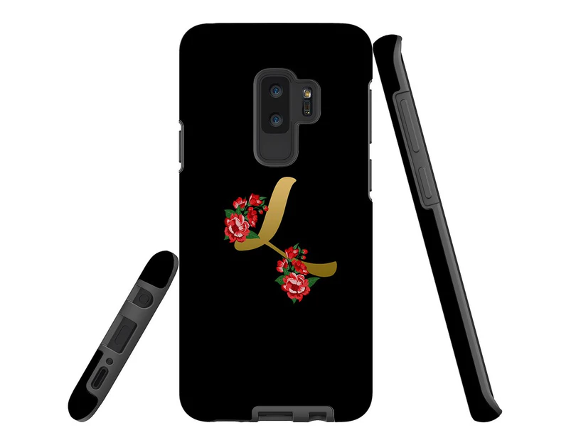 For Samsung Galaxy S9+ Plus Case, Armor Back Cover, Embellished Letter L