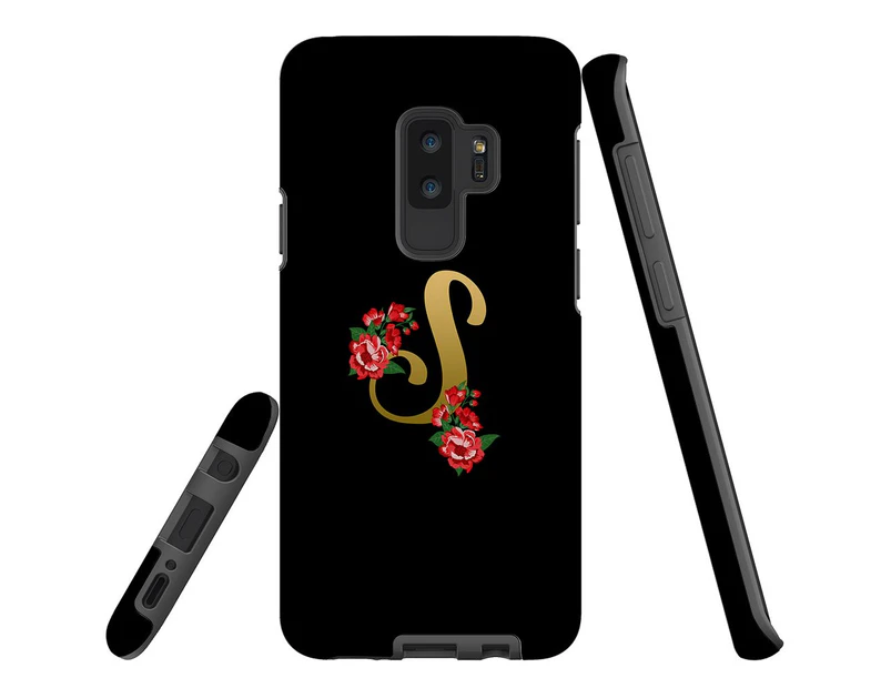 For Samsung Galaxy S9+ Plus Case, Armor Back Cover, Embellished Letter S