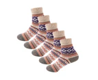 Strapsco 5 Pairs Women Winter Socks Warm Soft Wool Socks-Khaki