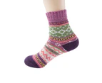 Strapsco 5 Pairs Women Winter Socks Warm Soft Wool Socks-Purple