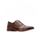 Base London Mens Cast Washed Lace Up Leather Brogue Shoe (Brown) - FS6956