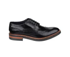 Base London Mens Woburn Hi Shine Leather Brogue Shoe (Black) - FS6834