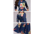 Strapsco Flavor Women's Floral Vintage Dress Elegant Evening Dress 3/4 Sleeves-Dark Blue-5094