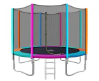 12FT Trampoline Round Trampolines Kids Safety Net Enclosure Pad Outdoor Gift Multi-coloured