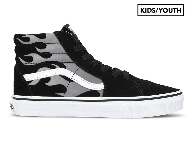 Vans Unisex Kids' Sk8-Hi Flame Casual Shoes - Black/Grey/White
