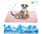 100 x 70cm Washable Dog Cooling Mat Ice Silk Pet Self Cooling Pad-Pink