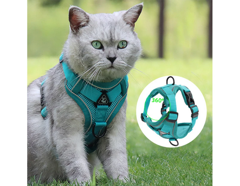 Breathable Mesh Dog cat Harness Reflective Puppy Dogs Cat Vest Harness-L-Light Green