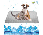 100 x 70cm Washable Dog Cooling Mat Ice Silk Pet Self Cooling Pad-Gray