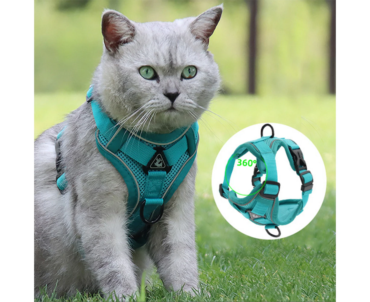 Breathable Mesh Dog cat Harness Reflective Puppy Dogs Cat Vest Harness-S-Light Green