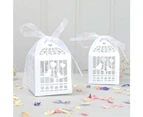 10 Pack - White Peace Dove in Cage Wedding Bomboniere Favor Candy Soap Card Box 7.5 x 5 x 5 cm Table Decoration Guest Gift