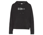 DKNY Women's Pigment Dyed Two-Tone Logo Distressed Hoodie - Black