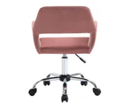 Pink Velvet Fabric Upholstered Office Chair Home Office Chair Chrome Base