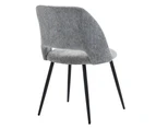 Set of 2 Grey Linen Fabric Dining Chairs Metal Legs