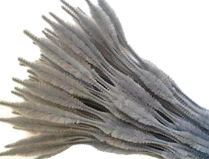 (Gray) - Carykon Pack of 100 Pipe Cleaners Fuzzy Bumpy Chenille Stems for Creative Handmade DIY Art Craft (Grey)