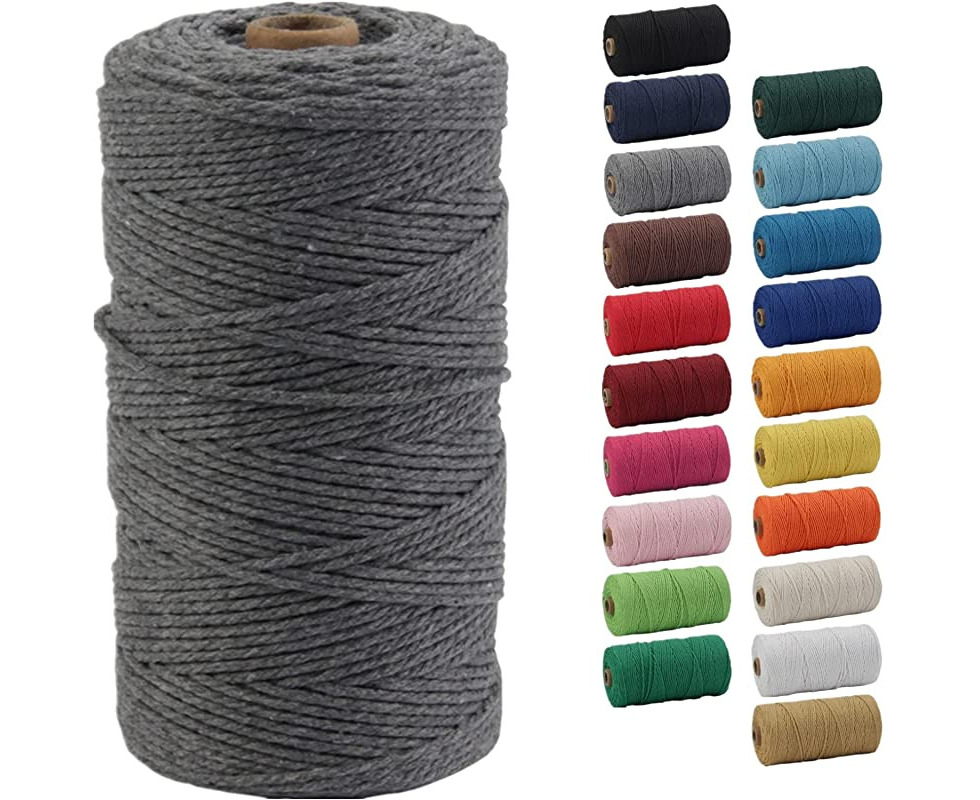 Macrame Cotton Cord 2mm 109 Yard Cotton Rope Colored Craft Cord for DIY Crafts Plant Hangers Black 