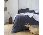 Bambury Linen Quilt Cover Set Charcoal Soft Woven Home Bedding