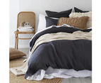 Bambury Linen Quilt Cover Set Charcoal Soft Woven Home Bedding