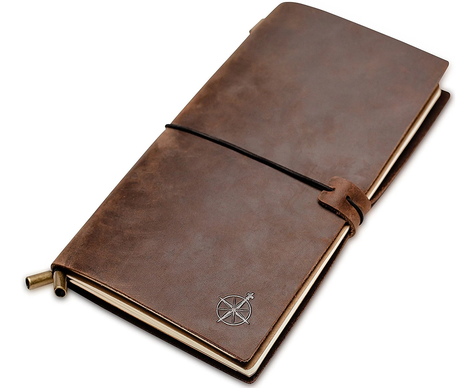 (22cm  x 11cm , Blank Inserts) - Refillable Leather Notebook by Wanderings - Classic Vintage Style. Perfect for Writing, Sketching, Gifts, Fountain Pen Use