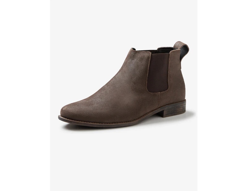 Rivers Cracked Leather Chelsea Boot - Mens - Choc
