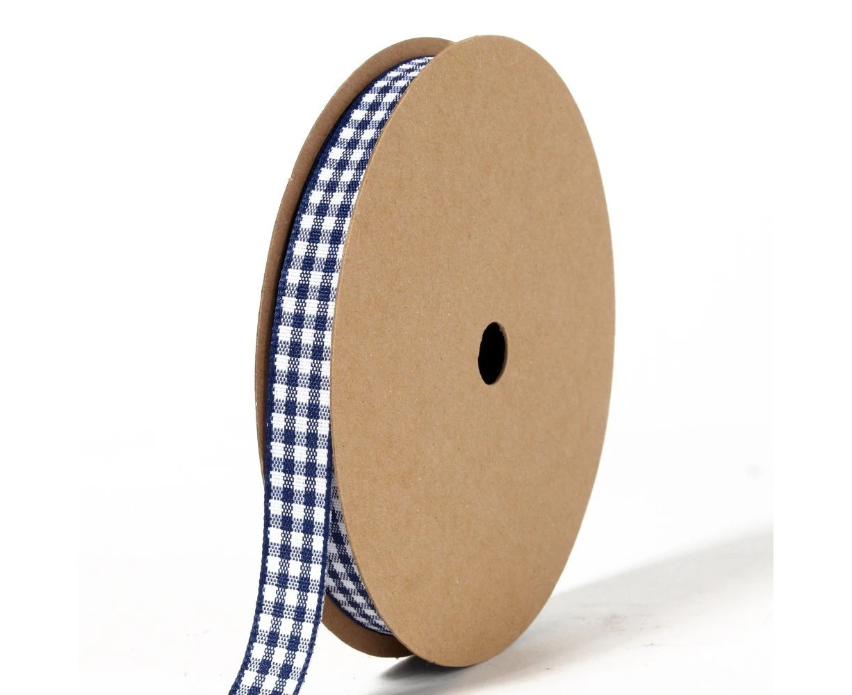 (1cm , Blue) - NewTrend Gingham Ribbon 25 Yard Each Roll 100% Polyester Woven Edge (1cm , Blue)