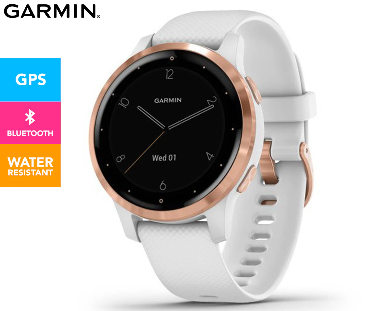 Garmin 40mm Vivoactive 4S GPS Smartwatch - White/Rose Gold