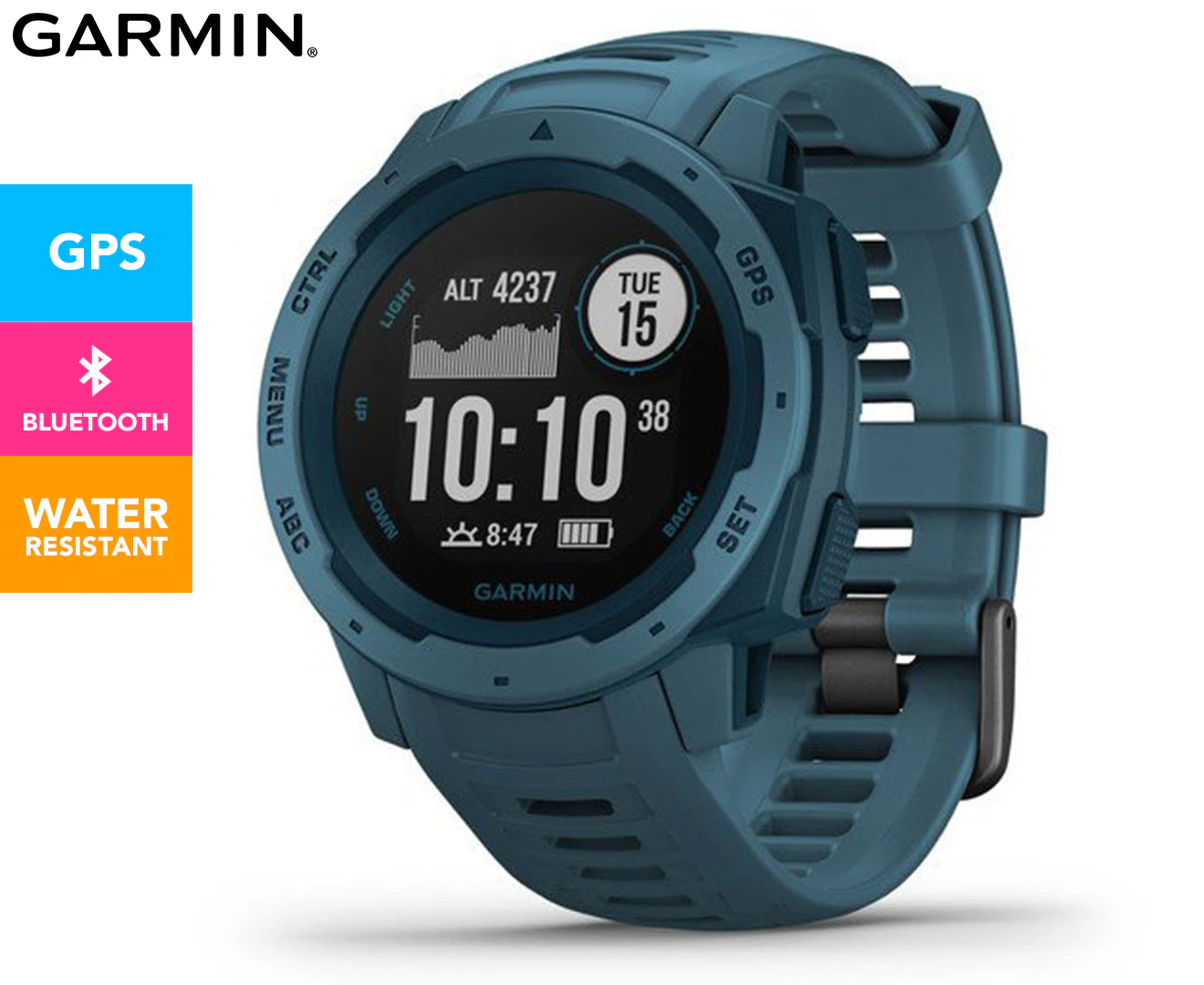 Garmin 45mm Instinct Bluetooth GPS Sport Watch - Lakeside Blue