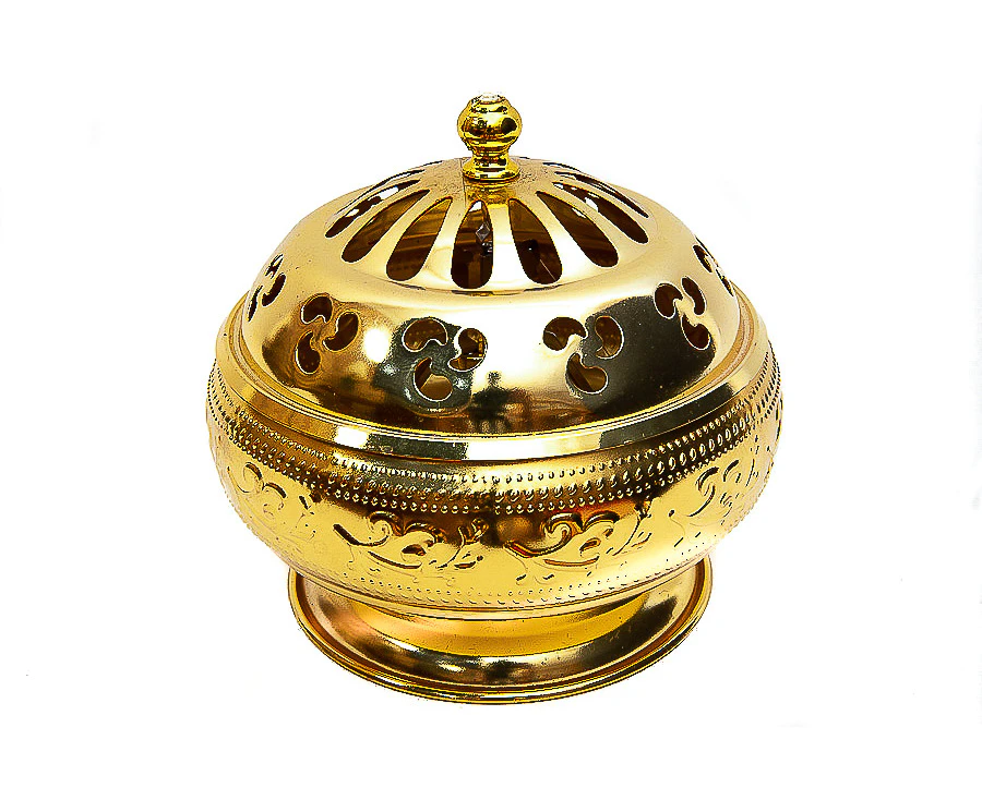 Darsha Incense Coil Holder Gold with Lid