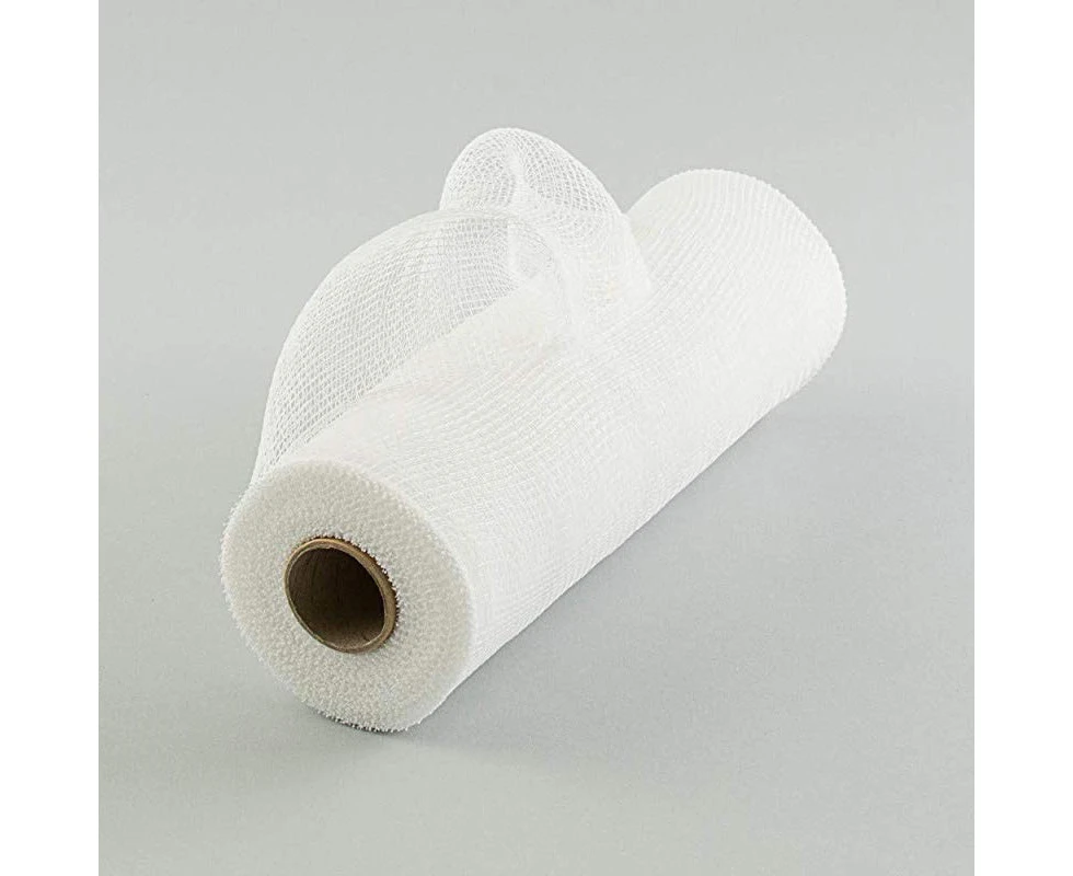 (25cm  X 10yds, White) - 25cm x 9.1m Deco Poly Mesh Ribbon - White Non Metallic : RE130227