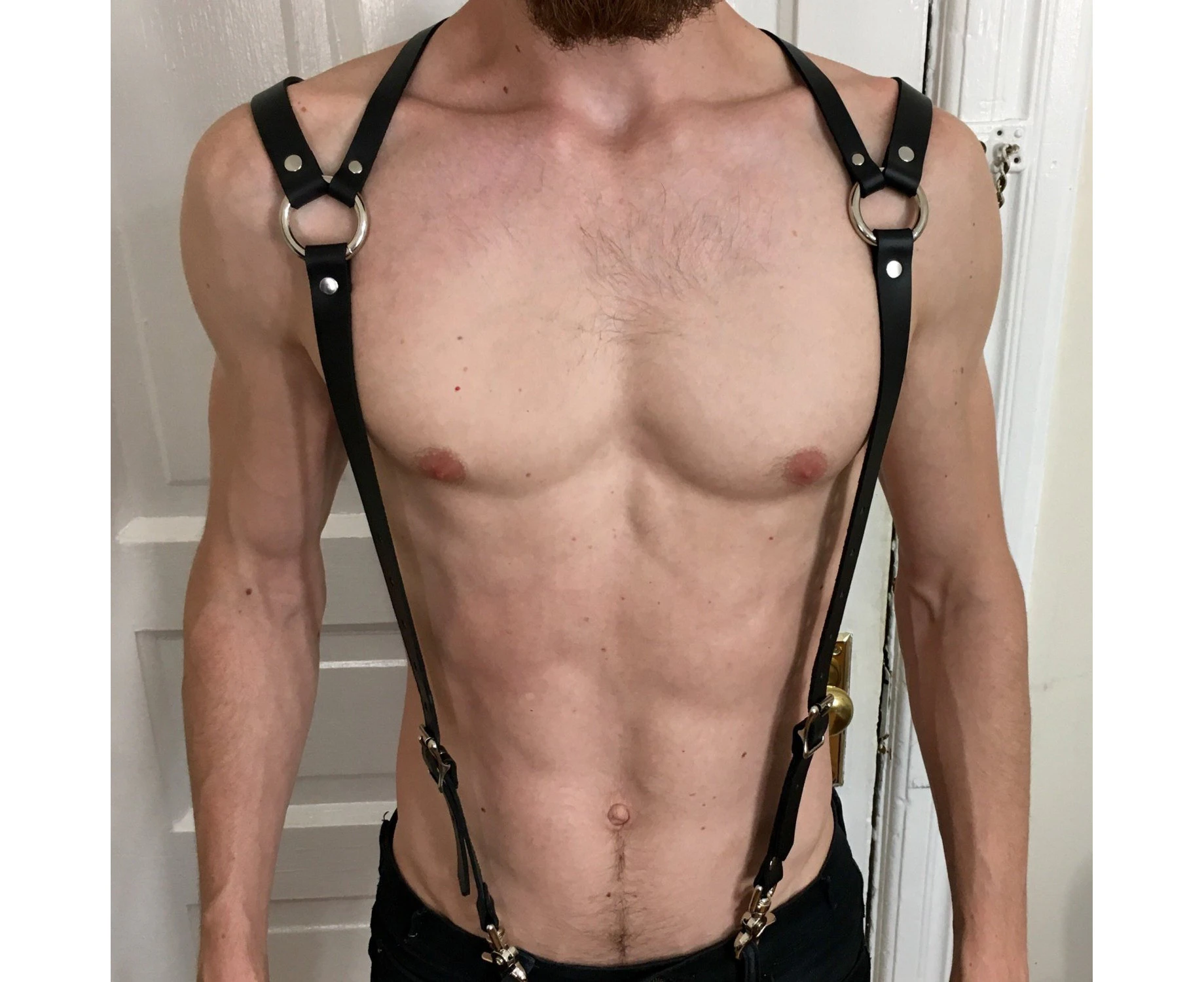 Leather Men Adjustable Chest Body Harness Bondage Bdsm Restraints