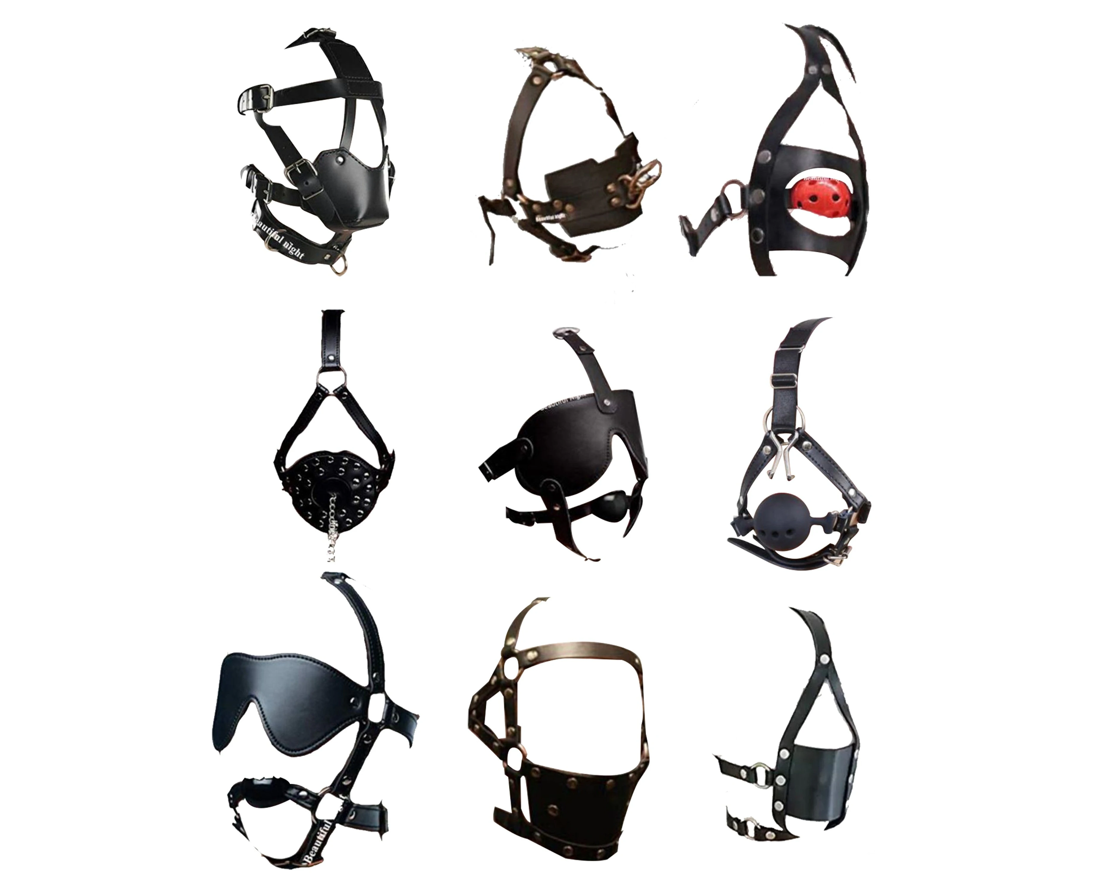 Ball Gag Head Harness Mask Muzzle Blindfold Bondage Kink Bdsm Fetish Restraints