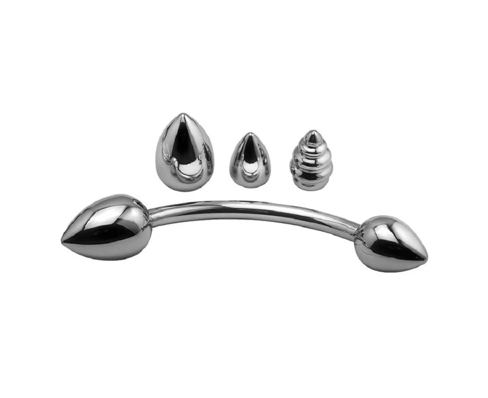 Double Stainless Steel Anal Dual Butt Plug Stimulation Bdsm