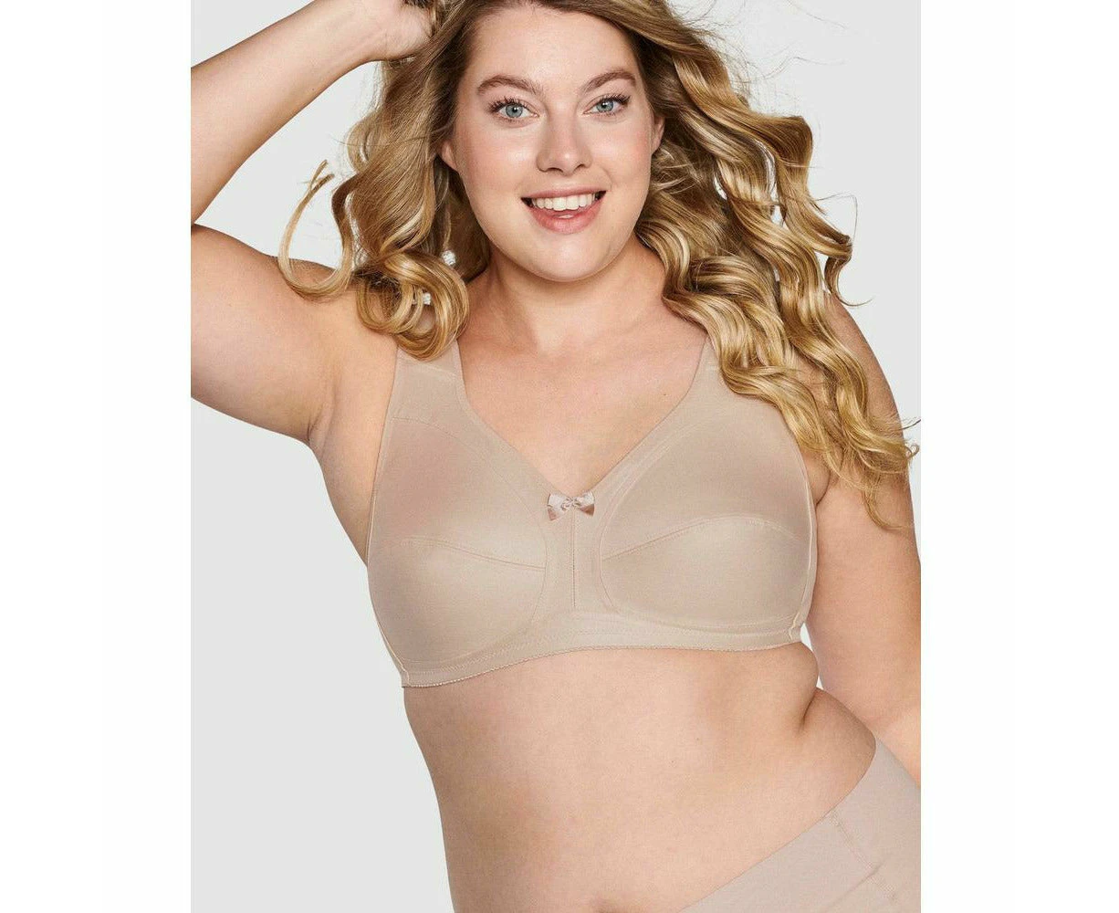 Naturana Plus Size Wide Strap Full Coverage Cotton Bra in Light Beige