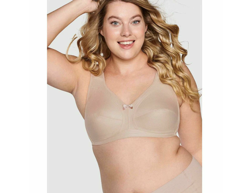 Naturana Wide Strap Full Coverage Wirefree Cotton Bra In Light