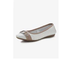 Rivers Leathersoft Trim Ballet Flat Shoes - Womens - White/Taupe