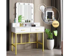 Hollywood Mirror Makeup Vanity Dressing Table 9 LED Lights 4 Drawers for Bedroom White and Gold