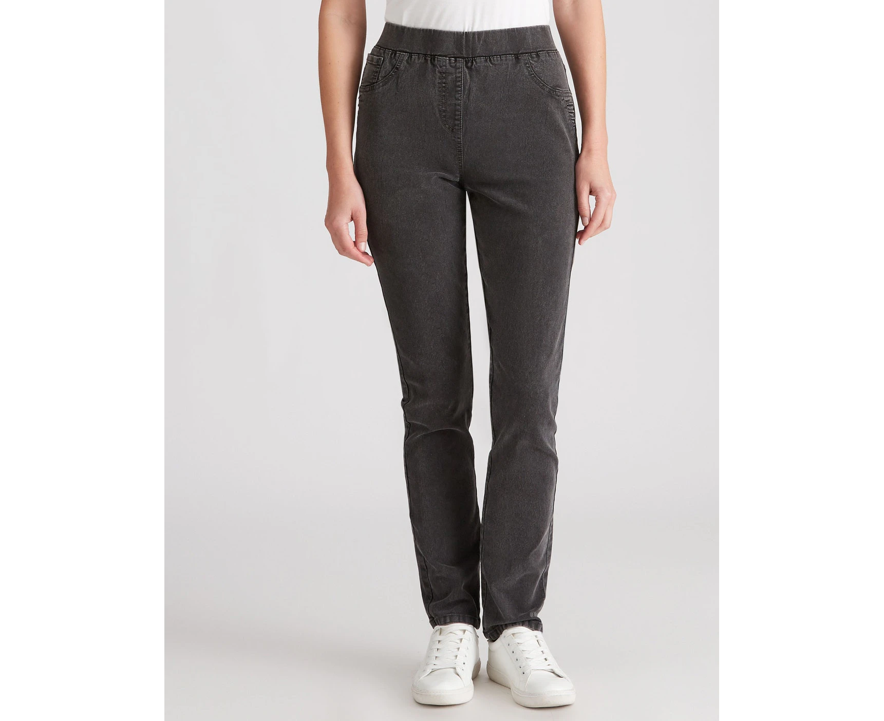 W Lane - Womens Jeans - Grey Full Length - Cotton Pants - Signature - Fashion - All Season - Elastane - High Rise - Casual Trousers - Work Clothes